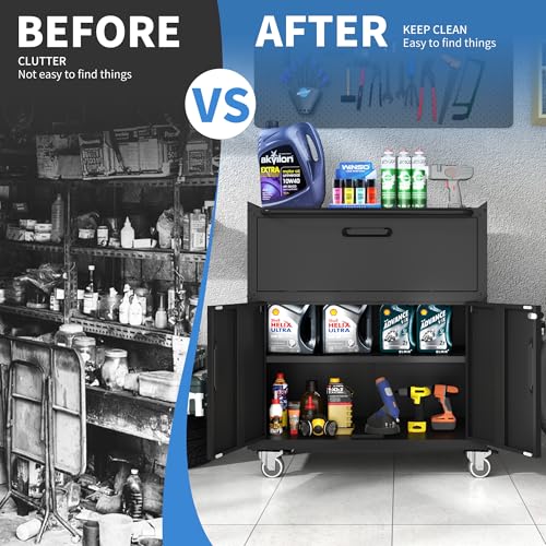 Image of Metal Storage Cabinet for Garage, Tool Cabinet, Utility Cabinet