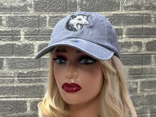 Image of Opossum Possum Hat for Men Women, Embroidered Adjustable Dad Cap | Animal Lover Gift Idea, Outdoor Casual Wear Cap, Soft Washed Cotton, Adjustable Fit Closure