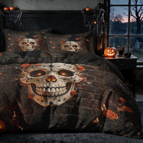 Halloween Duvet Cover California King Size, Soft Microfiber
