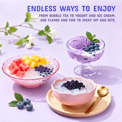 Image of Soeos Blueberry Popping Boba, 550g(1.2 lbs), Boba Pearls for Bubble Tea