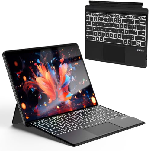 Tastiera Wireless Retroilluminata Per Microsoft Surface Pro 4/5/6/7 | Con Touchpad, Sottile, Nera, Compatibile