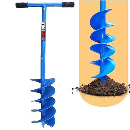 REDBUILD Heavy Duty Dual Blade Earth Auger Hole Digger 6 Inches | Post Hole Digger