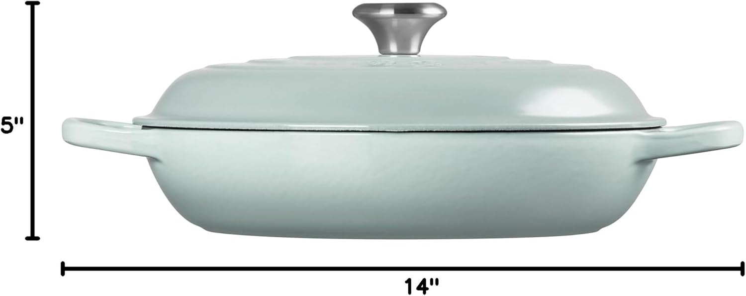 Le Creuset Enameled Cast Iron Signature Braiser, 3.5 qt., Sea Salt - Image 8