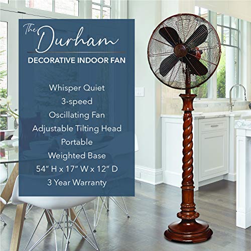 Oscillating Decorative Fan For Your Desk, Kitchen, Office, Bedroom - 12 Inch Fan Head, 3 Speeds With Tilting Head For Cooling Your Room Fast - Small, Quiet, Portable, Personal Desktop Fan (Durham, Floor) #TOP2
