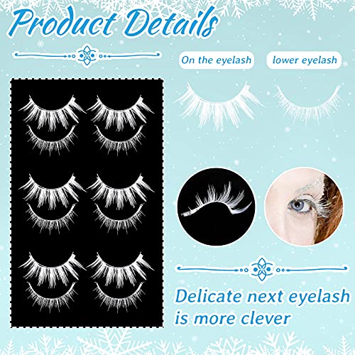 3 Boxes White False Eyelashes Eye Lashes 3D False Eyelashes Makeup Fake Eyelashes Reusable Cosplay Lashes For Women Halloween Masquerade Parties Cosplay Makeup #TOP1