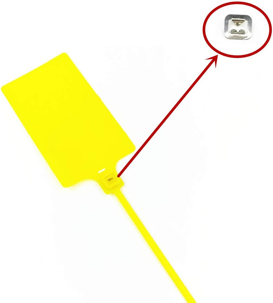 Plastic Seals Shipping Tags Logistics Use Big Sign Tie Large Label Tie, 255 mm Total Length, Package of 100 pcs (Yellow) : Office Products