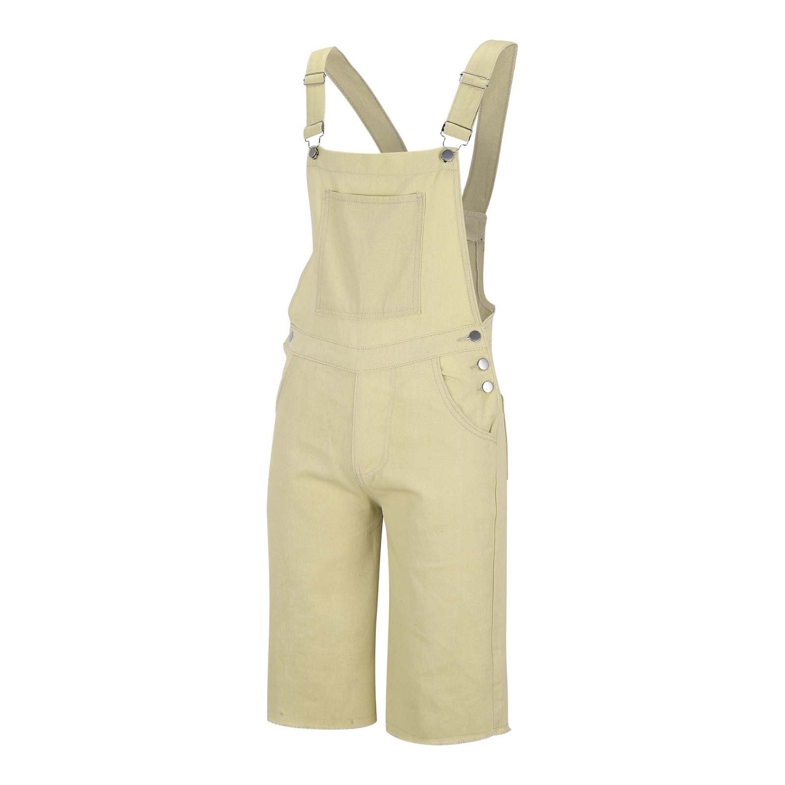 Salopette d'été courte en jean pour homme avec poches et bretelles