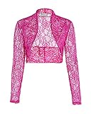 Manica a 3/4 Shaoyao Donna Pizzo Gilet Corto Colletto in Piedi Maniche Elegante Matrimonio Cardigan Rose M