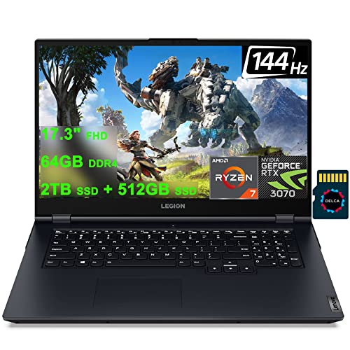 Lenovo Legion 5 17 Premium Gaming Laptop I 17.3 FHD IPS 144Hz I AMD 8-Core Ryzen 7 5800H (>i7-11375H) 64GB DDR4 2TB SSD + 512GB SSD I GeForce RTX 3070 8GB I USB-C Backlit Win10 + 32GB MicroSD Card Lenovo Legion 5 17 Premium Gaming Laptop I 17.3" FHD IPS 144Hz I AMD 8-Core Ryzen 7 5800H (>i7-11375H) 64GB DDR4 2TB SSD + 512GB SSD I GeForce RTX 3070 8GB I USB-C Backlit Win10 + 32GB MicroSD Card