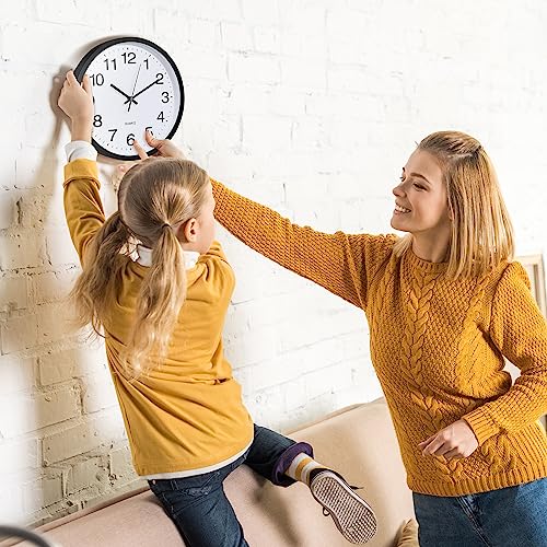 Inbagi 12 Pieces Silent Wall Clock Large 12 Inches Quartz Analog Clock Non Ticking Round Easy to Read Battery Operated for Classroom Office School Kitchen Bedroom Living Room Decorative - Thumbnail 3