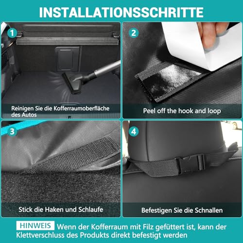 HQCM Kofferraumschutz Hund ladekantenschutz, Universal 185x105CM 900D Wasserdicht Kratzfest Kofferraum schutzmatte hundedecke mit Seiten- und Ladekantenschutz Kofferraumdecke für Auto, SUV, Van