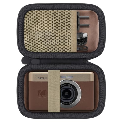 Khanka para KODAK PIXPRO C1   Cámara Digital Ultra Compacta Funda Rígida de Viaje con Asa de Transporte,Solo Funda (Marrón)