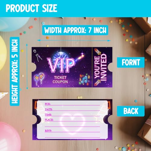 image for Doguiei Neon Vip Birthday Party Invitations, Purple VIP Invitations Ca