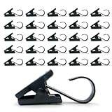 BIDEX 25 Pack Stainless Steel S Hooks Clips – Black Rustproof Curtain & String Light Hangers for Christmas Lights, Tents, Awnings, Crafts, Wire Display, Gutter Decoration, Indoor Outdoor Use