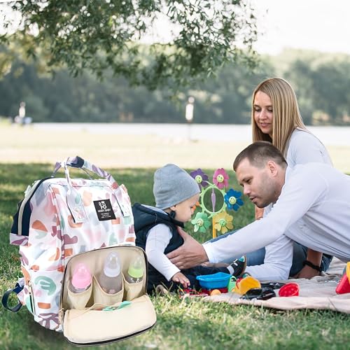 Image of BEMBIKA Diaper Bags For Mom And Dad Kids Diaper Bags For Travel Backpack With Small Bottle Pouch For Multi-Function Waterproof And Large Capacity-(Multi Color)