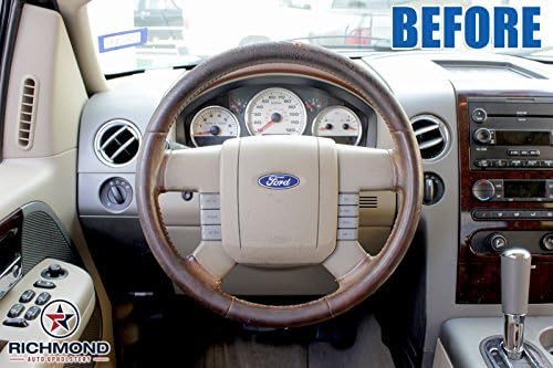 Richmond Auto Upholstery - Leather Steering Wheel Cover, 2-Stitch Style Compatible with 2006 Ford F-150 King Ranch