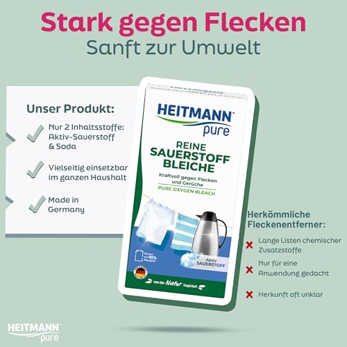 HEITMANN pure Reine Sauerstoffbleiche 350 g | Ökologisches Bleichmittel aus Aktiv-Sauerstoff & Soda für Wäsche & Haushalt | Waschmittel Pulver gegen Flecken & Schmutz 6