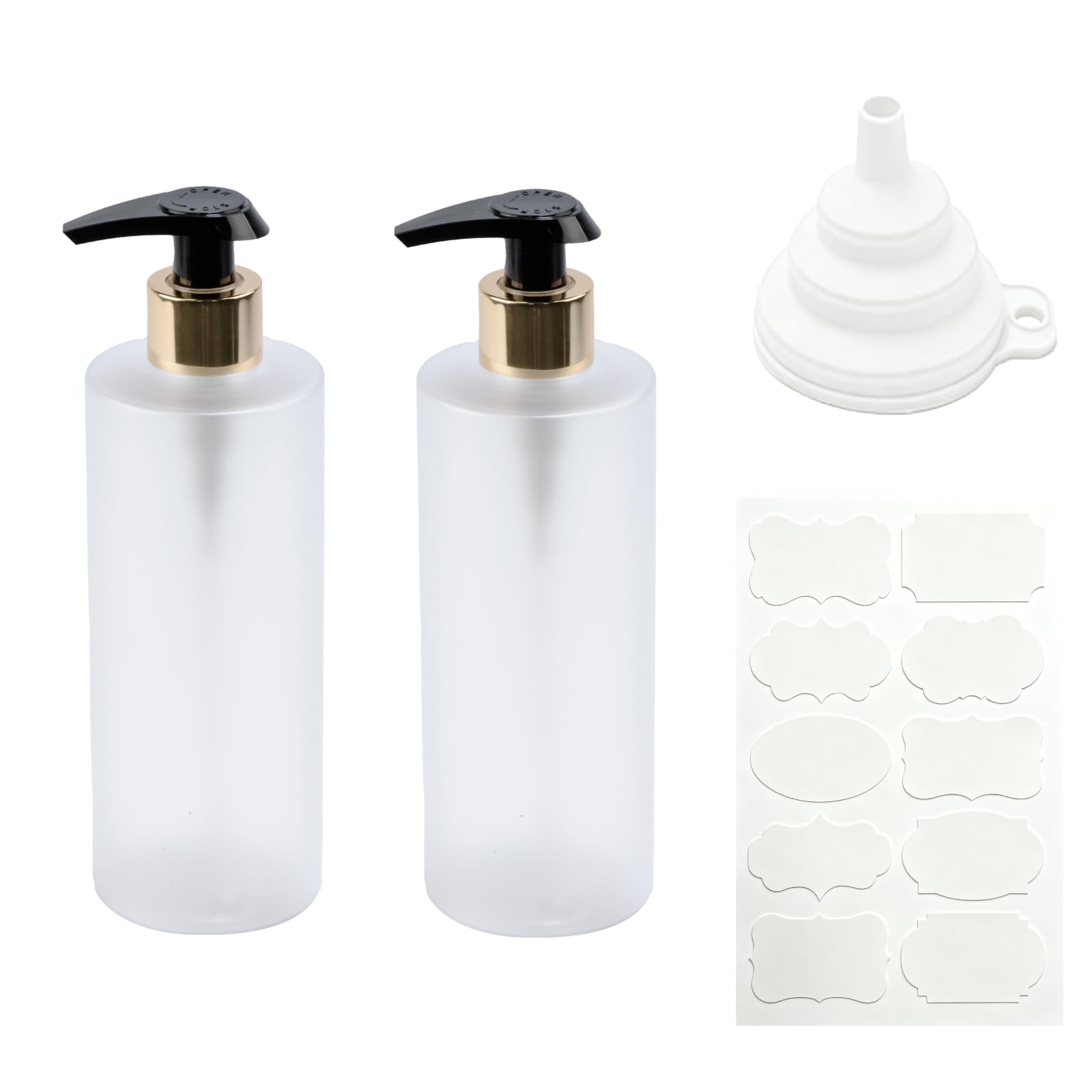 2 Pcs Hand and Dish Soap Dispenser Set, 300 ML Plastic Washing Up Liquid Dispenser Bottles, Hand Soap Dispensers with Pump for Kitchen Sink Bathroom Hotel, with Labels, Funnels(Transparent)