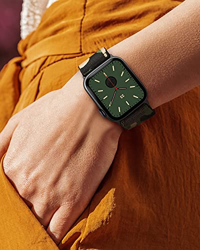 Image of AMANECER Stretchy Nylon Watch Band Compatible with Apple Watch Series 11 /10 /9 /8 /7 /6 /5 /4 SE 3 /2 /1, Adjustable Braided Elastic Sport Loop Strap for iWatch Women Men (Camouflage Green, 38 /40 /41 /42MM)