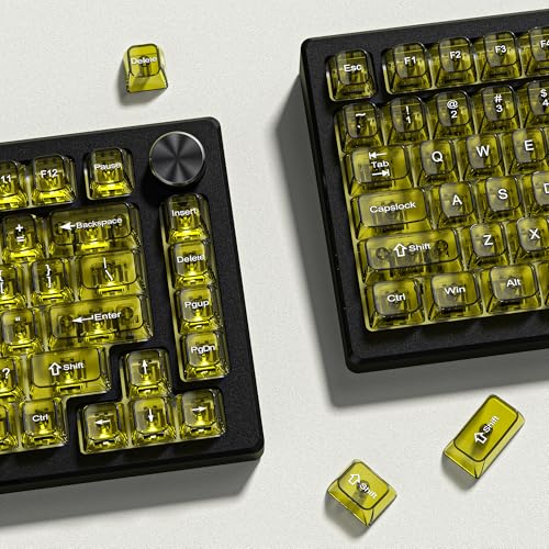 Image of dagaladoo Dark Yellow Clear keycaps for Mechanical Keyboard,Transparent MDA keycaps 60 75 100 Percent,Ceramic Jelly Key caps Set,Shine Through Key caps for Mx Switches Mechanical Keyboard(115key)