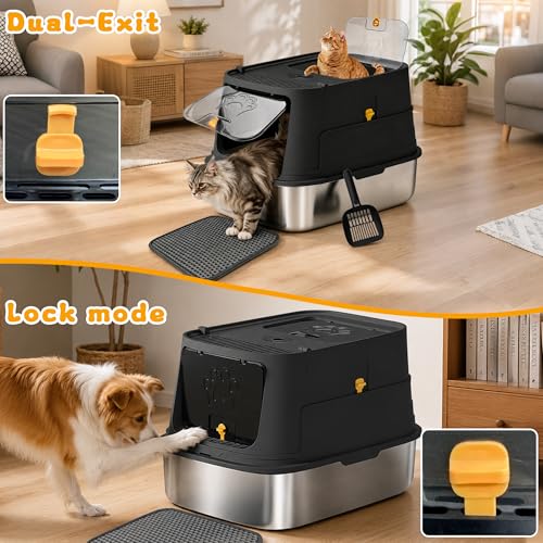 Arenero para gato XL acero inoxidable con tapa negro miniatura 4