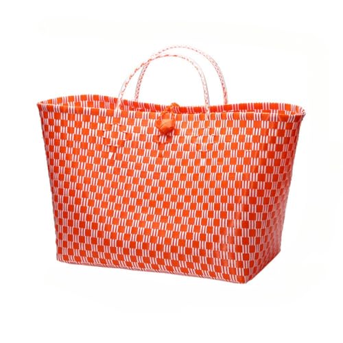 Xozilo ラタン調 取っ手付き 収納バスケット XL 大容量 軽量 耐久 家族向け ピクニック・ショッピング・洗面所/キッチン整理・車内収納に最適 おしゃれ (L,b)