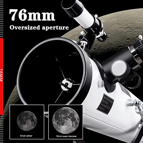 Tusauw Reflector Telescope For Beginners,76Mm Aperture 700Mm Focal Length,Come With 3 Eyepieces,5X Barlow Lens, 76Mm Aperture 700Mm Focal Length Telescope With Tripod Adapter Moon Filter Phone Stand #TOP1