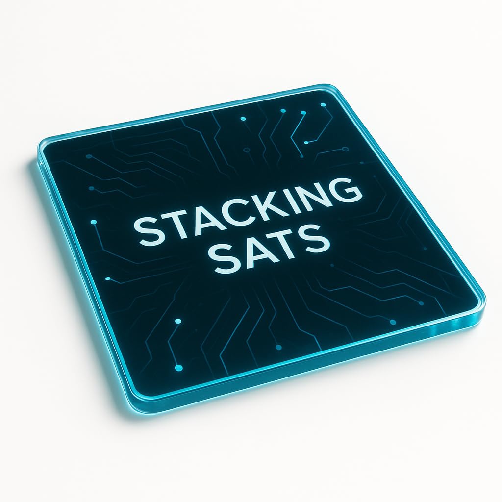 The Plum Penguin Sleek Sat Layers Sleek Acrylic Coaster Gift - Futuristic Crypto Aesthetic, Minimal Design With Glowing Edges For Home Or Office