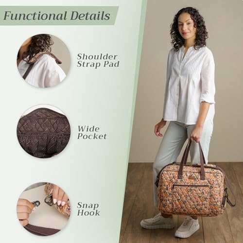 Maison d' Hermine Weekend Bag Cotton Quilted Duffel Overnight Luggage Weekender Gym Bag for Gifts Travel Men Women Business Travellers Family Trip, Floral rain4