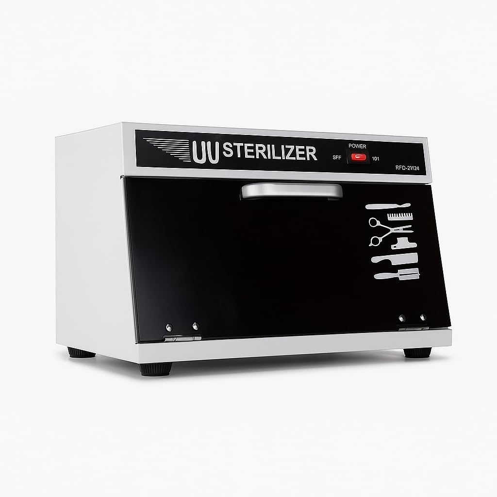 Omnira UV Sterilizer with Light 8L Stainless Steel, Portable Storage Organizer for Tools Beauty Accessories Home Salon Office