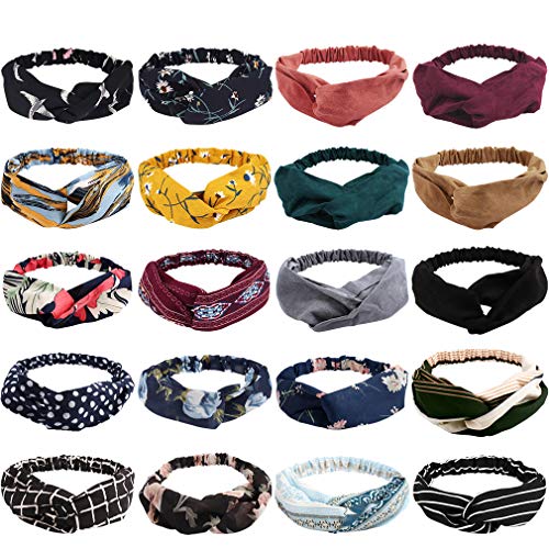 AOPRIE 20 Packs Boho Headbands for Women Knotted Headbands for Women Hair Bandanas for Women Hairbands for Women Headband Boho Floal Style Criss Cross Head Wrap Hair Band by AOPRIE