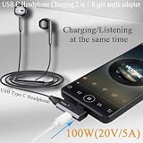 QIANRENON PD100 W USB C 1 na 2 adaptery 10 Gbps USB typu C wtyczka na 2 gniazda kątowe 90° złącze USB C słuchawki ładowanie 2 w 1 równoczesne ładowanie danych, do smartfonów, tabletów, Steam Deck