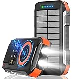 26800mAh Solar Powerbank mit 4 Kabeln,Magnetische Wireless Power Bank Schnell...
