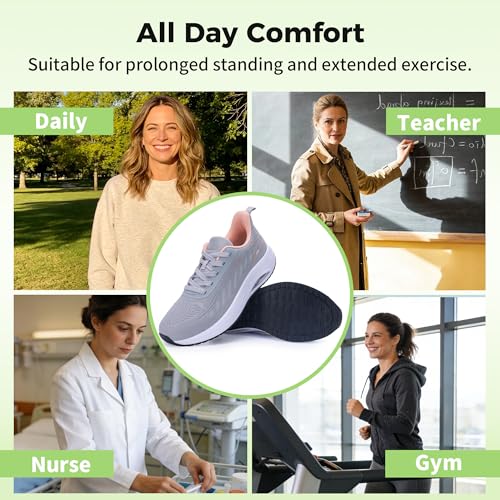 Image of RomenSi Women Arch Support Walking Shoes Plantar Fasciitis Sneakers Orthotic Tennis Shoes for Gym Workout All Day US 6-11