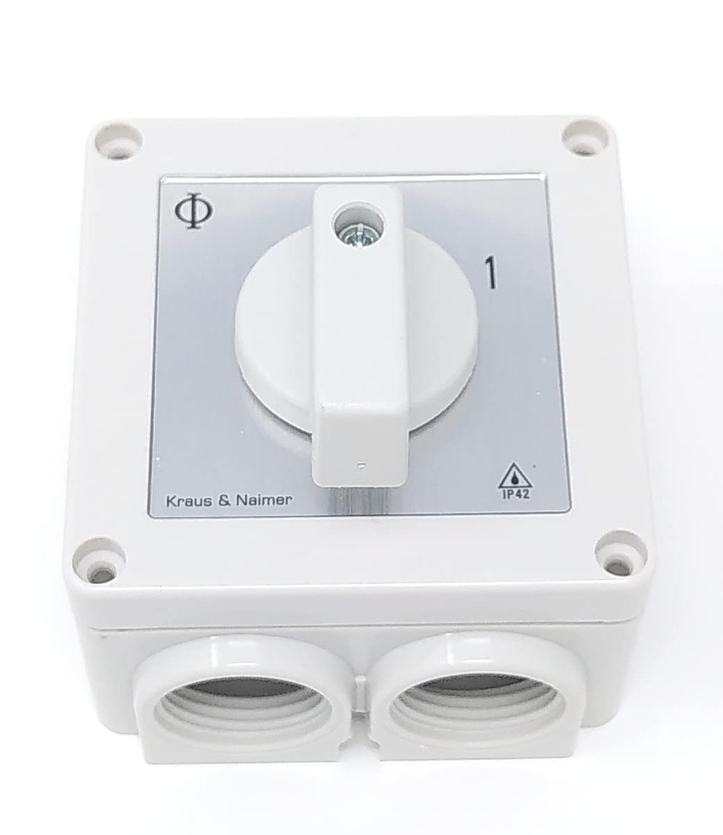 Kraus & Naimer CA10 A201 PNL1 - Interruptor de 2 pines 20 A con posición 0 1 montaje en superficie IP42