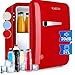 KLARSTEIN Audrey Retro Mini Frigo et Congelateur de Chambre, Mini Bar, Refrigerateur Aliments, Boissons, Petit Congélateur et Frigo Camping, Voiture, Mini Frigo Cosmetique, Silencieux, -18-10°C, 32L