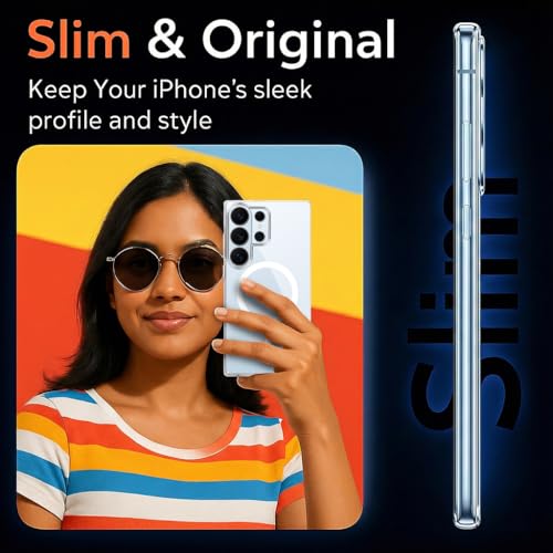 Image of Jkobi Lifetime Anti-Yellow MagSafe Compatible Clear Back Cover Case for Samsung Galaxy S26 Ultra (Sleek Hard Crystal | Shockproof and Camera Protection)