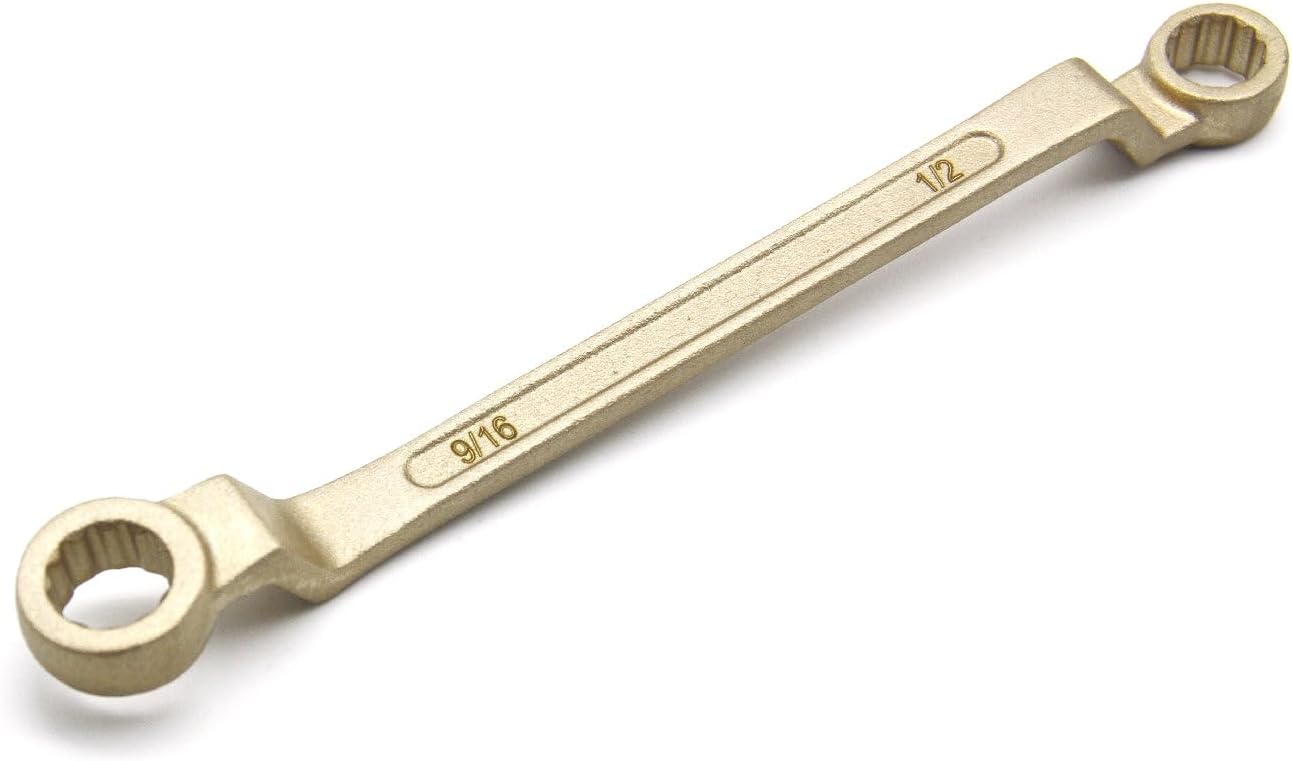 TMAX Non Sparking Offset Box End Wrench Double Size of 27mm (1-1/16 Inch), 30mm (1-3/16 Inch), Length 360mm (14 Inch), Aluminum Bronze Copper, Spark Free Safety, Non-Magnetic, Corrosion-Resistant