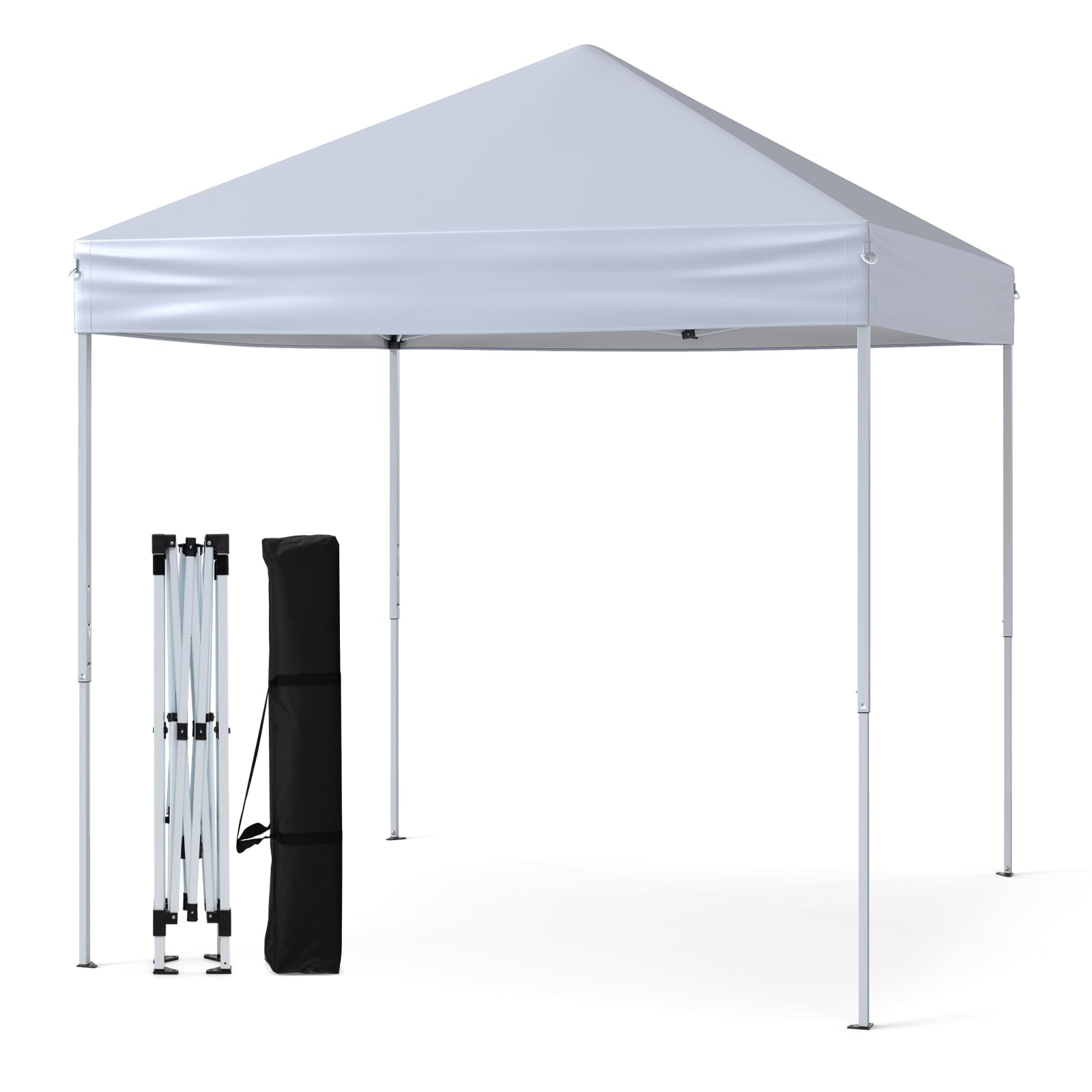 COSTWAY 2m x 2m/3m x 3m Pop up Gazebo, 3-Position Height Adjustable Commercial Instant Canopy Tent with Carry Bag, Garden Patio Sun Shelter for Camping BBQ Party (White, 201 x 201 x 220-240 cm)