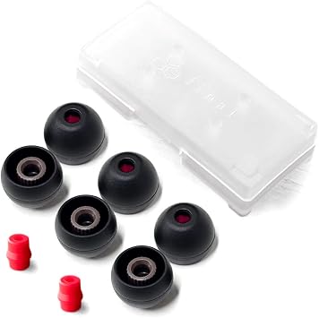 Final Audio Black+Black/Red Silicone Type E Eartips kit with Case and Nozzle Adaptor Compatible with AKG, Audio-Technica, Beats by Dre, Campfire Audio, Empire Ears, Shure, Sony, Westone Large