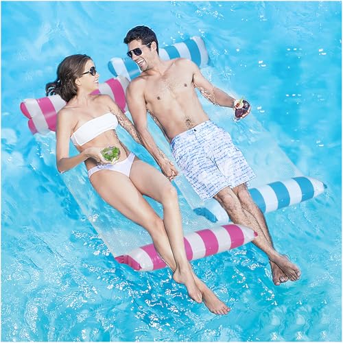 Amaca Galleggiante, Materassino per Piscina 4 in 1, Amaca Mare con Pompa ad Aria, Accessorio per La Piscina per Adulti, Poltrona Galleggiante piscina (Blu rosso)