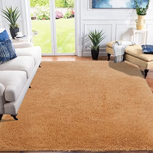 XSIVOD Black Rugs for Living Room, Ultra Soft Bedroom Rugs Area Rug Living Room Floor Carpet, Luxury Fluffy Shag Lounge Rug Ideal for Bedroom, Nursery, Kids Baby Room, 120x160cm
