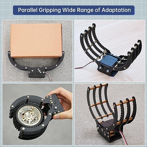 Image of Robotic Claw Full Metal Wave Edge Clamp Robot Hand Gripper Grabber, 1LB Max Grab Weight & 0-9in Open Range High Torque Robotic Arm Replace Claw Robot DIY, Mechanical Claw with Servo