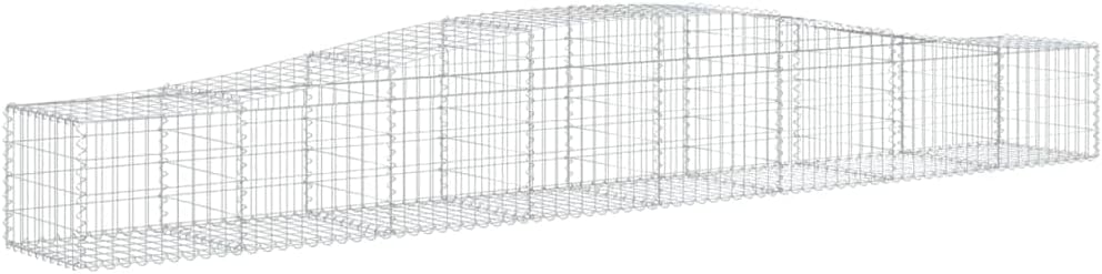 Galvanized Steel Gabion Basket Set of 2 with Decorative Inserts for Outdoor Garden Patio Industrial Style Design and Noise Reduction Barrier