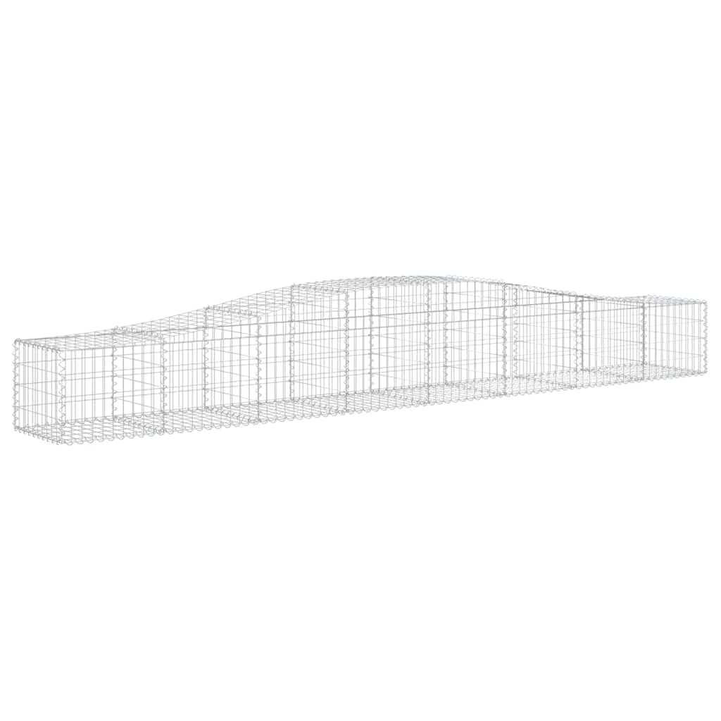 Kosze gabionowe łukowe, 7 sztuk, dźwiękochłonne bariery ogrodowe z ocynkowanego żelaza 400 x 50 x 40/60 cm, gabiony z drutem 3,5 mm do skał i żwiru