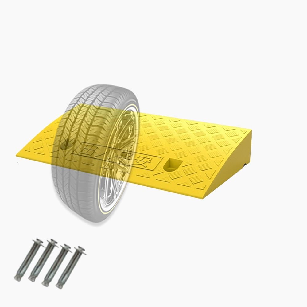 Portatili Rampa Di Soglia Per Marciapiedi 3-19cm Altezza, Rampa A Gradini In Plastica Antiscivolo Rampa per Sedia A Rotelle, Rampe Di Cordolo Leggere per Auto Moto Bici Carrelli(Yellow,50x27x9cm)