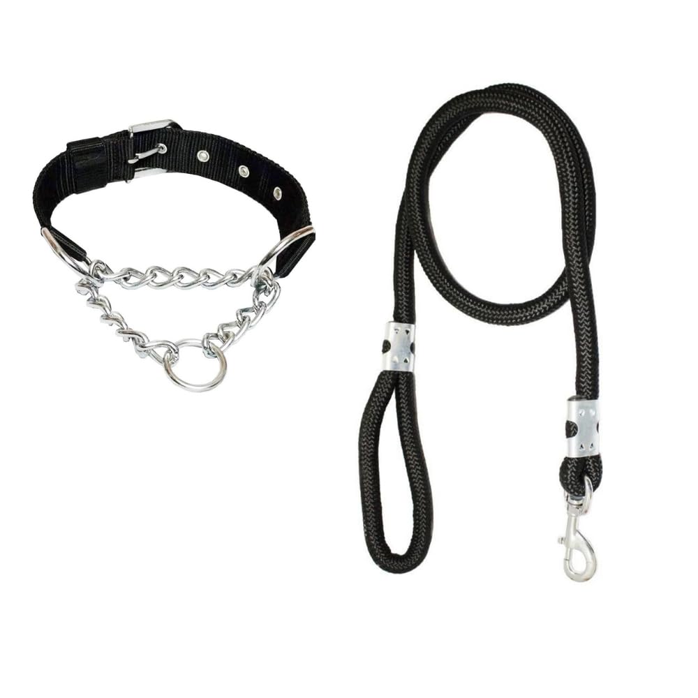 Happy4pets Dog Choke Chain Collar and Training Rope Leash for Large and Giant Size Dogs Extra Large,XL (Black) (B0CB8BWBV4) Amazon Price History, Amazon Price Tracker