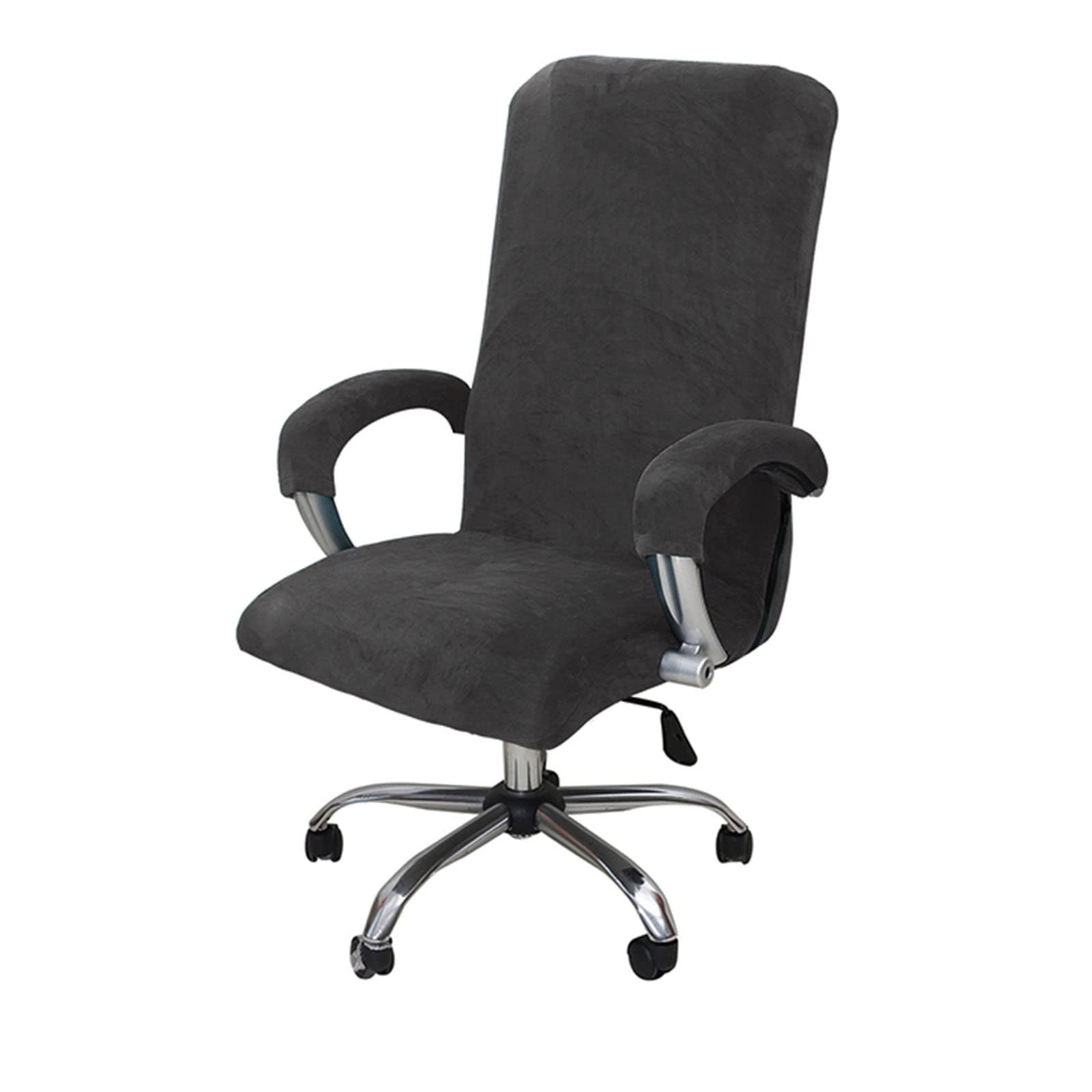 LIFEDX Funda de Sillas de Oficina Elástica con Reposabrazos,Felpa de Terciopelo,Modernas Cubiertas de la Silla de la Computadora Antipolvo de Oficina Silla Removible,No Incluye Sillas -Dark Gray||L