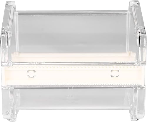 Miniatura 8 de Dispensador de cinta adhesiva transparente, soporte de cinta Washi de escritorio con cortador para oficina (cintas no incluidas) (blanco)