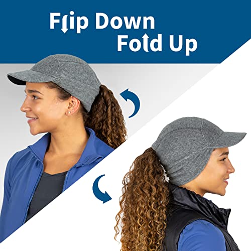 Trailheads Fleece Ponytail Hat With Drop Down Ear Warmer | The Trailblazer Adventure Hat For Women (Heather Grey) #TOP3